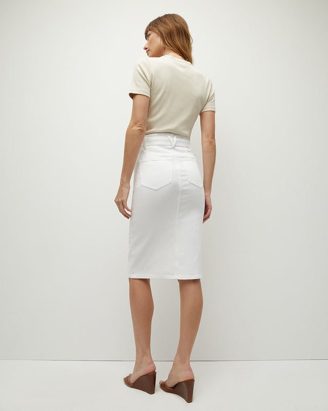 Nazia Denim Pencil Skirt - White - 4