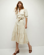Veronica Beard Coralee Puff-Sleeve Tee - Limestone