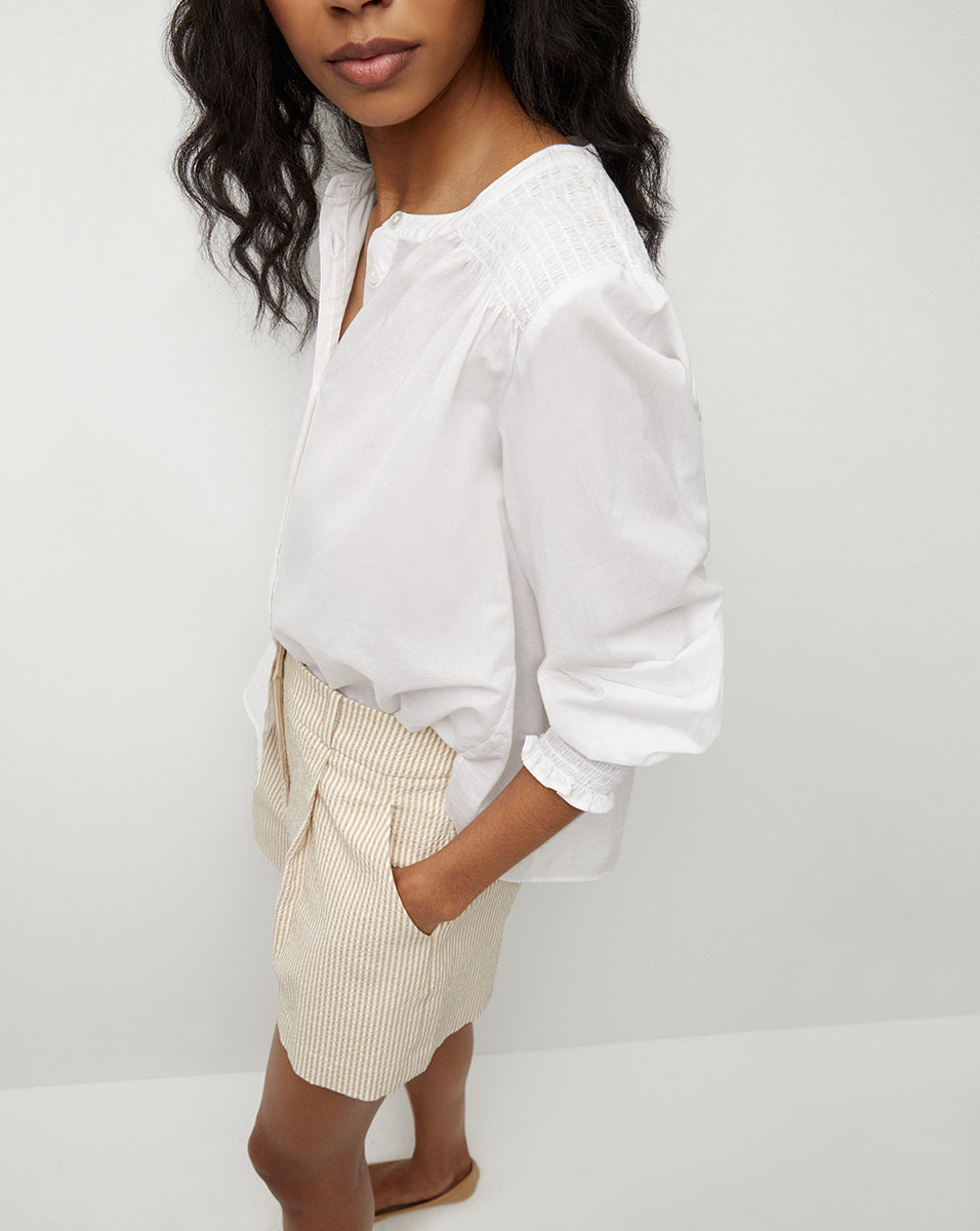 Constanza Button-Down Top in White | Veronica Beard