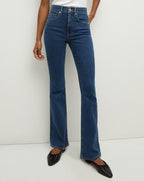 Veronica Beard Beverly Loafer Length Skinny-Flare Jean - Bright Blue
