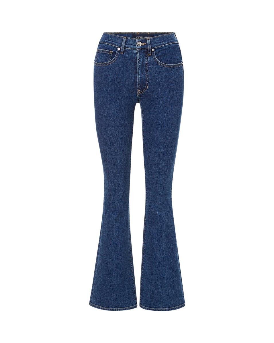 Veronica Beard Beverly Loafer Length Skinny-Flare Jean - Bright Blue