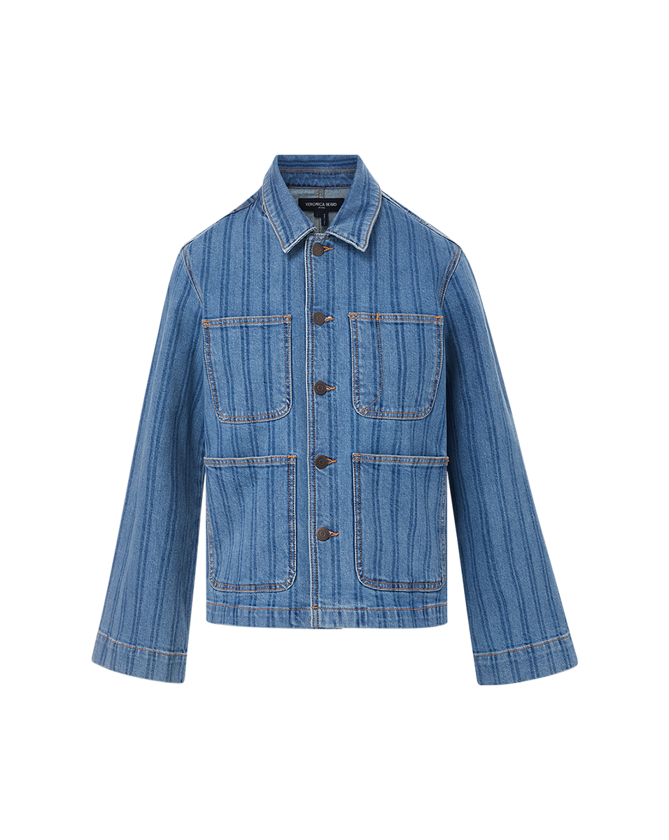 Dahl Striped Denim Jacket in Sapphire Stripe | Veronica Beard Dahl Striped Denim Jacket in Sapphire Stripe | Veronica Beard