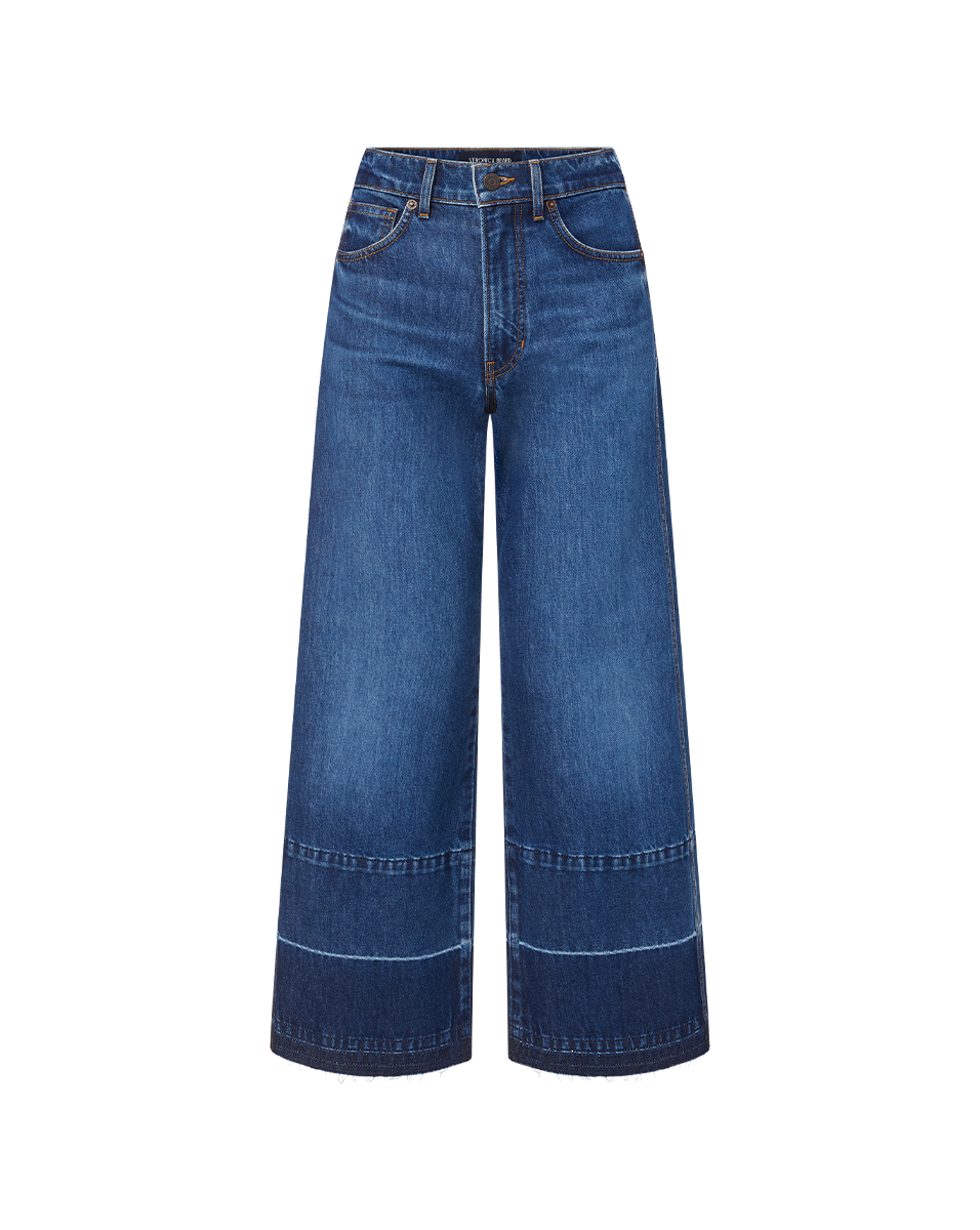 Veronica Beard Taylor Released Hem Cropped Wide-Leg Jean - Bright Blue
