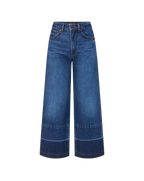Veronica Beard Taylor Released Hem Cropped Wide-Leg Jean - Bright Blue