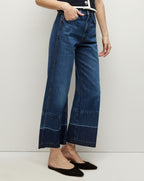 Veronica Beard Taylor Released Hem Cropped Wide-Leg Jean - Bright Blue