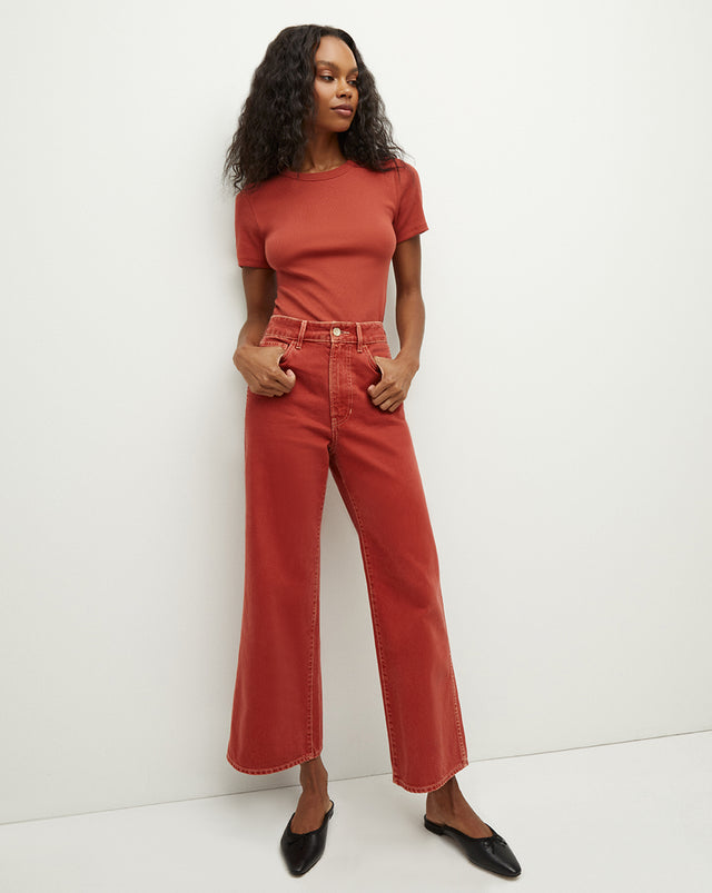 {{ outfit: 2407-taylor-jean-brick-red }} ## Taylor Cropped Wide-Leg Jean