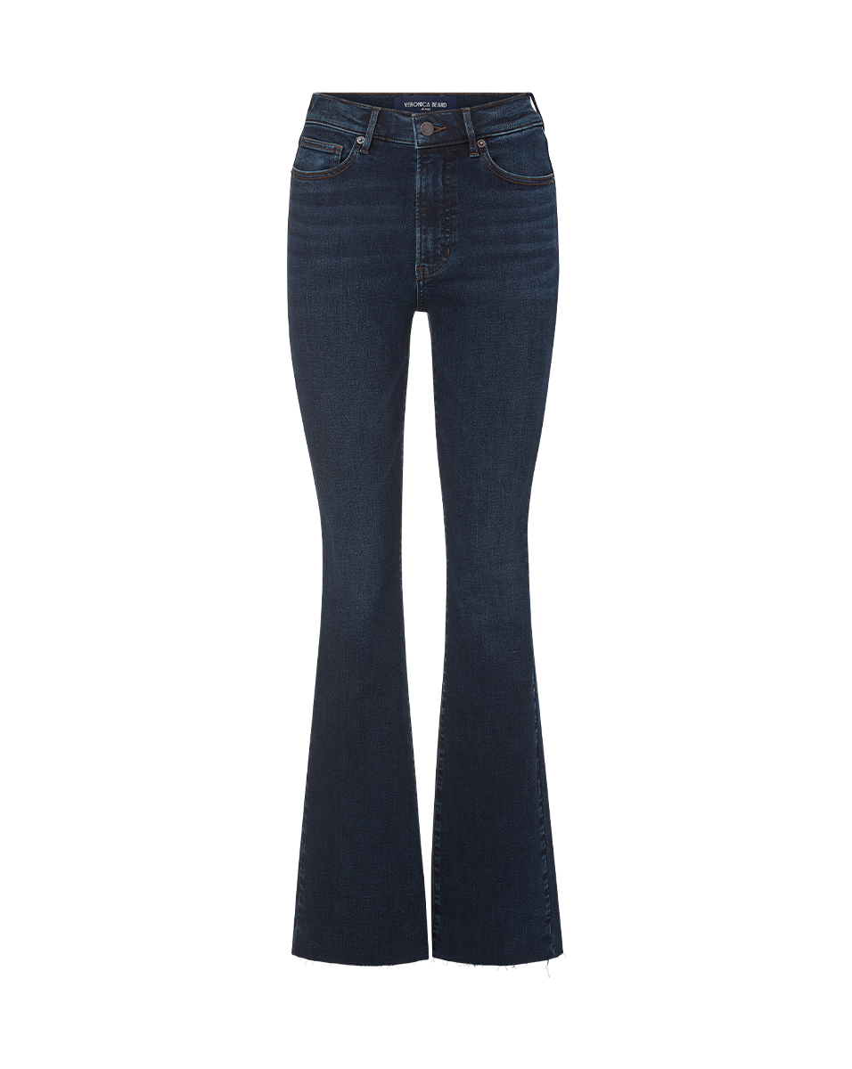 Veronica Beard Cameron Raw Hem Bootcut Jean - Dark Ink