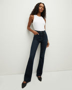 Veronica Beard Cameron Raw Hem Bootcut Jean - Dark Ink