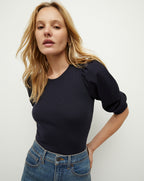 Veronica Beard Coralee Crewneck Top - Navy