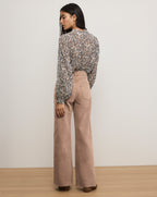 Veronica Beard Taylor Wide-Leg Jean - Tan Sierra
