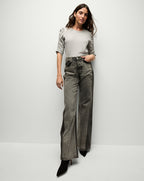 Veronica Beard Waldorf Ruched-Sleeve Slub T-Shirt - Heather Grey
