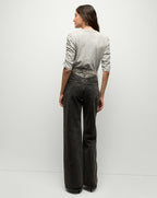 Veronica Beard Waldorf Ruched-Sleeve Slub T-Shirt - Heather Grey