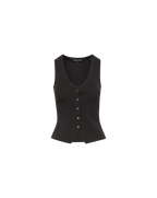 Veronica Beard Hoorne Button-Down Tank Top - Black