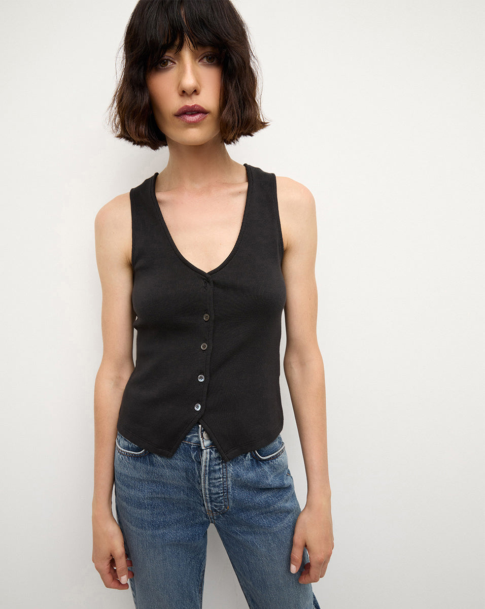 Hoorne Vest Tank Top in Black | Veronica Beard