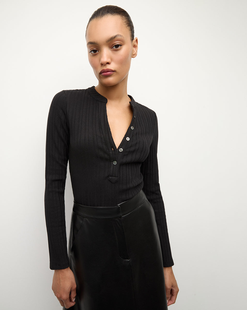 Jocelyn Henley Shirt in Black | Veronica Beard