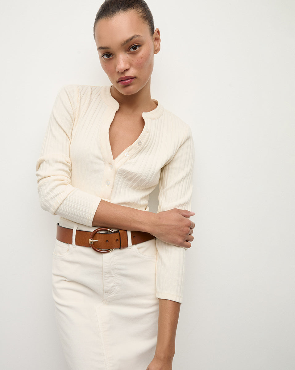 Jocelyn Henley Shirt in Ivory | Veronica Beard