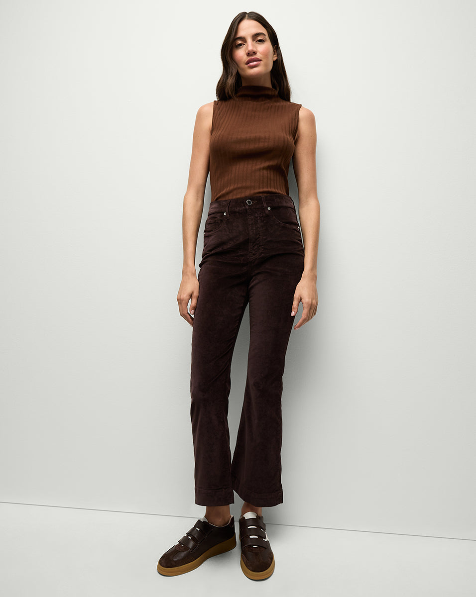 Carson Ankle Flare Velvet in Dark Chocolate | Veronica Beard