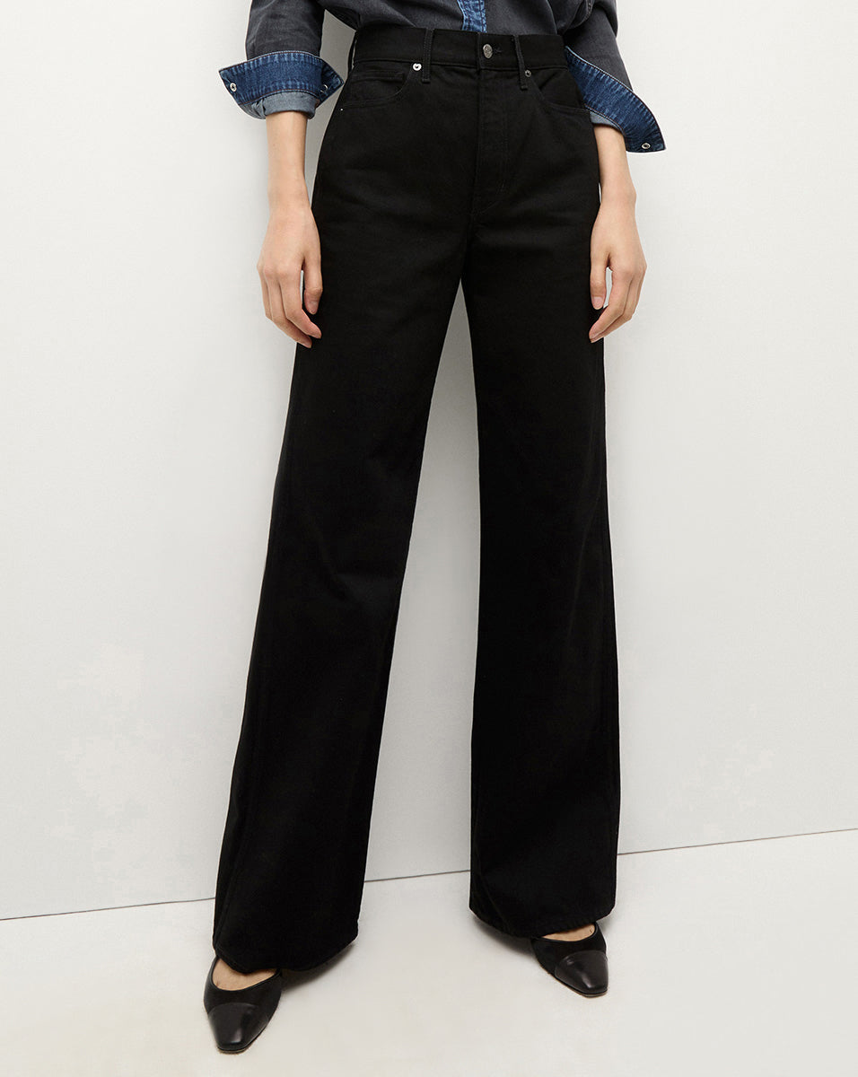 Veronica Beard Taylor Wide-Leg Jean - Onyx