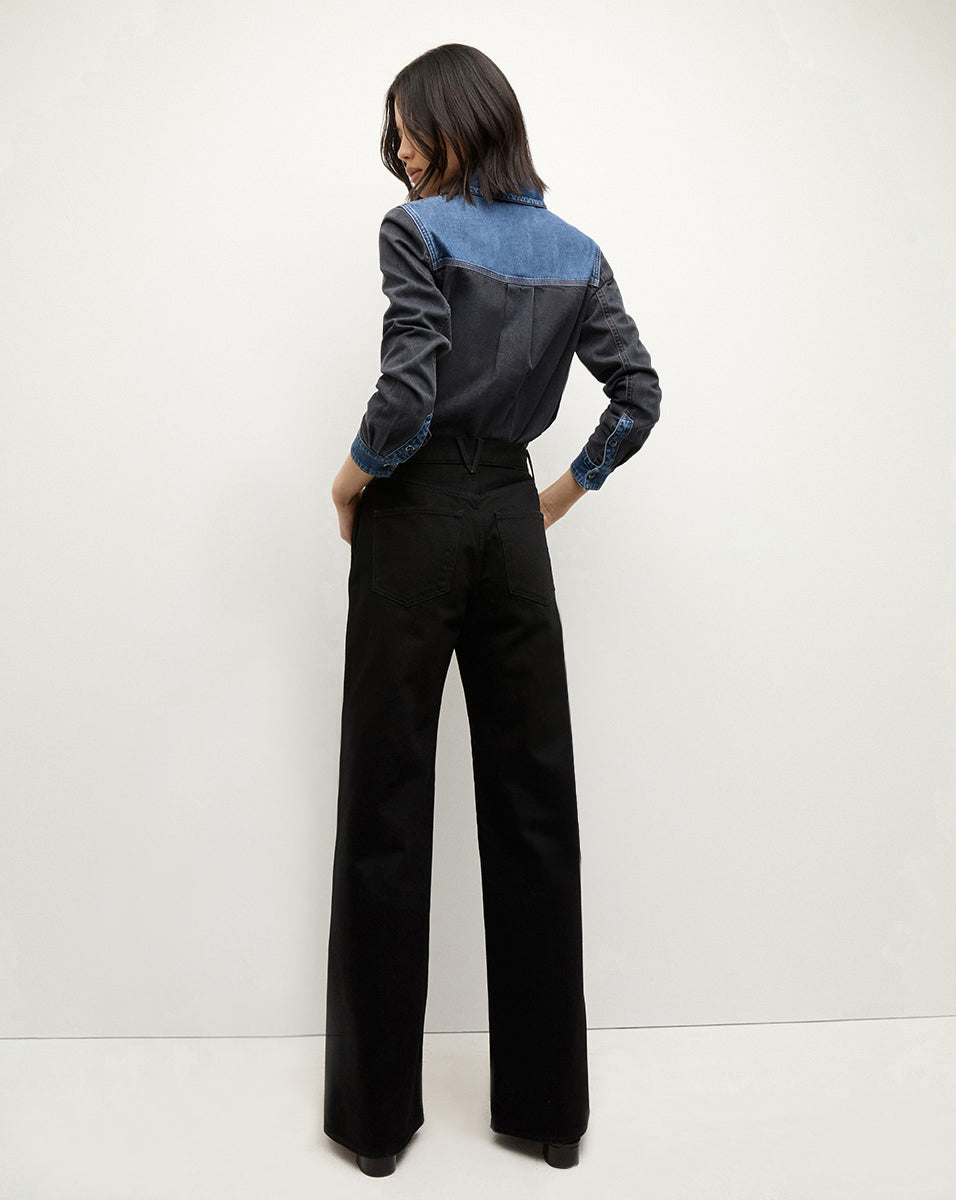 Veronica Beard Taylor Wide-Leg Jean - Onyx