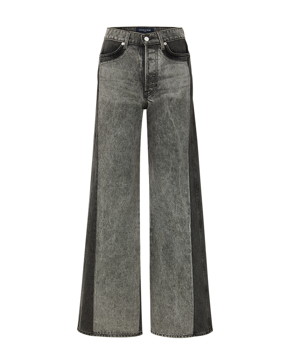 Taylor Two-Tone Wide-Leg Jean in Volcanic Stone Colorblock