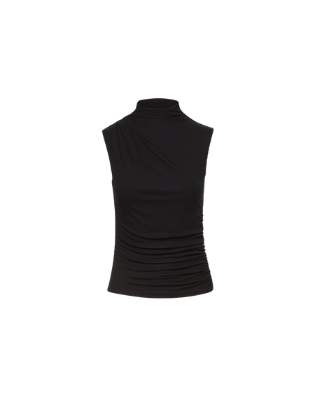 Veronica Beard Black sleeveless mock neck top.