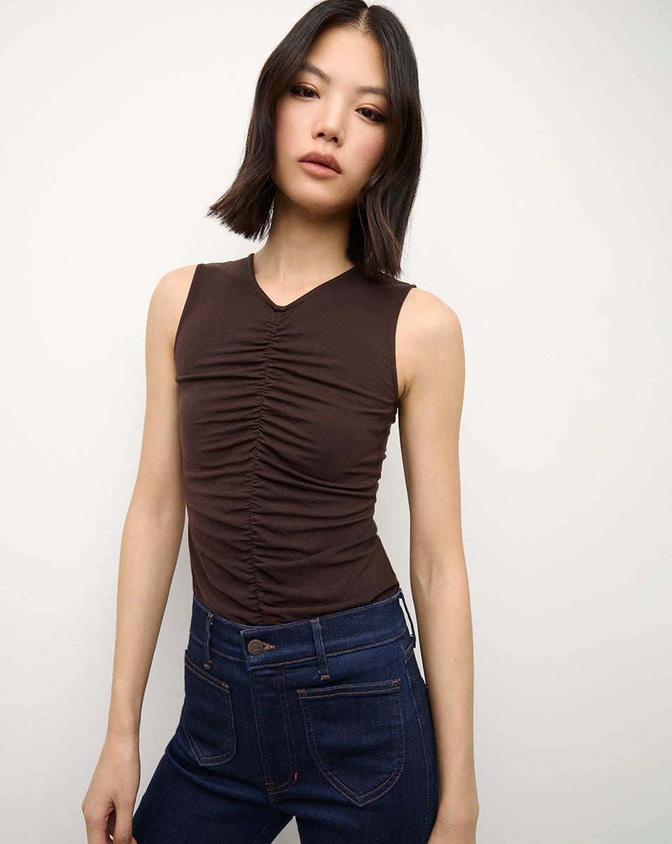 Neeta Sleeveless Top in Dark Chocolate | Veronica Beard