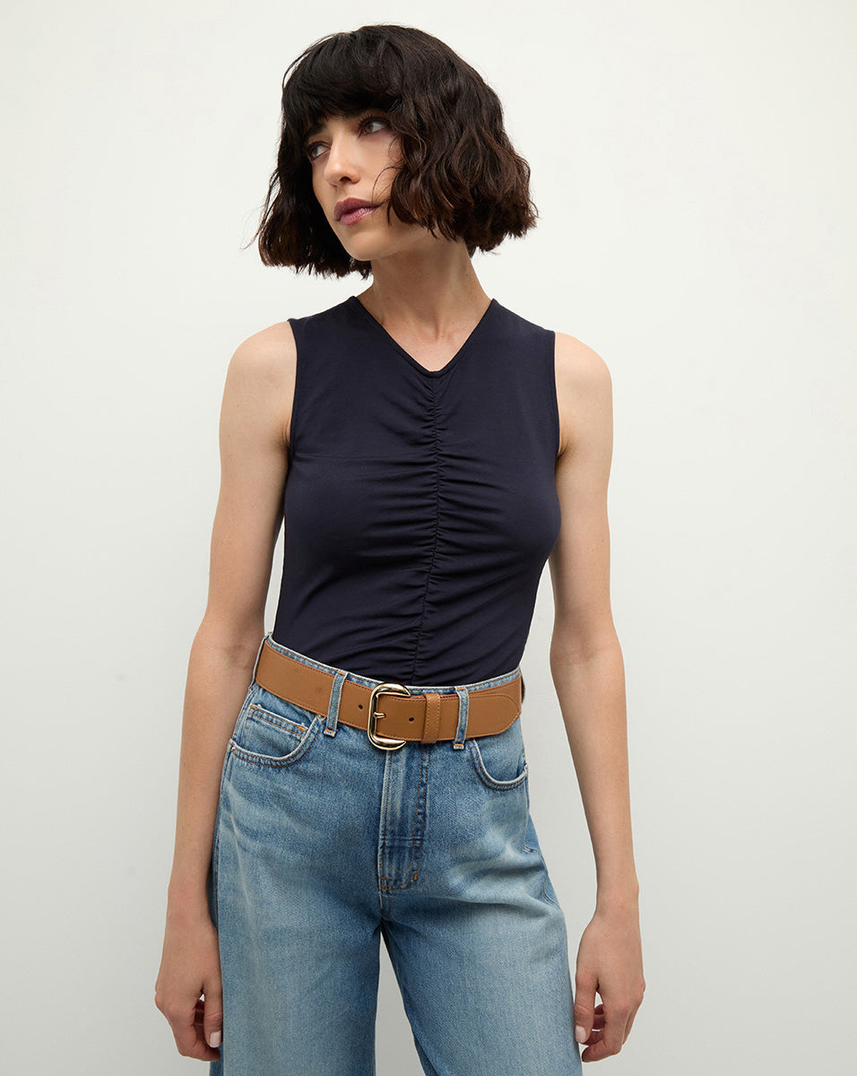 Neeta Sleeveless Top in Navy | Veronica Beard