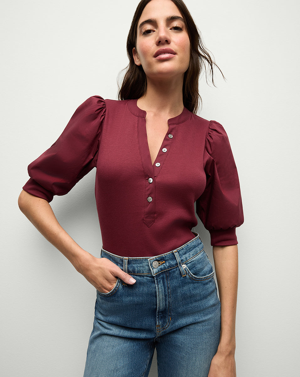 Coralee Top in Wine | Veronica Beard