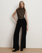 Veronica Beard Taylor Velvet Wide-Leg Pant - Black