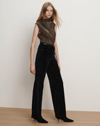 Veronica Beard Taylor Velvet Wide-Leg Pant - Black