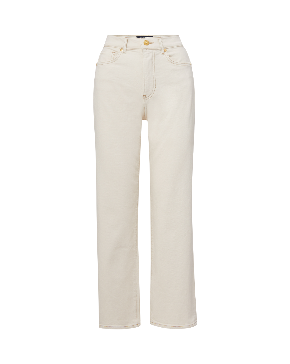 Veronica Beard Dylan Straight-Leg Jean - Ecru