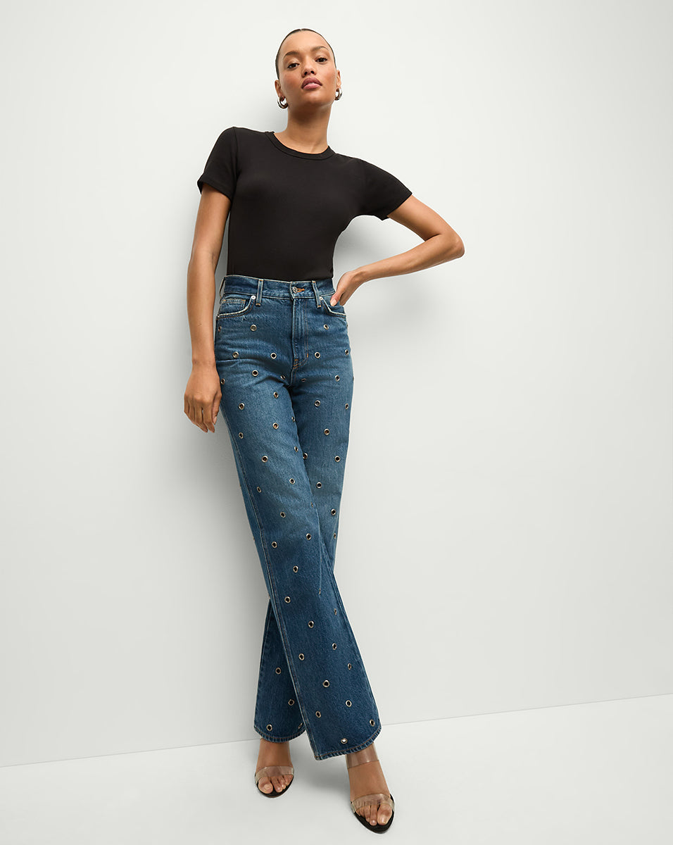 Dylan Grommet Straight-Leg Jean in Bandit | Veronica Beard