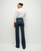 Veronica Beard Crosbie Rhinestone Slim Wide-Leg Jean - Indigo Rinse