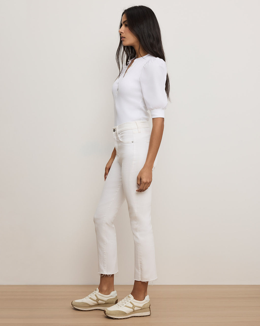 Veronica Beard Coralee Puff-Sleeve Top - White