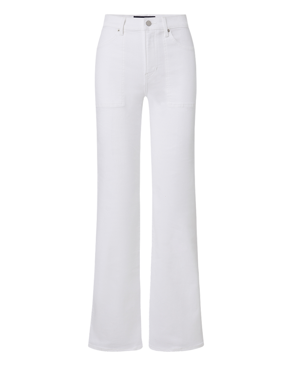 Crosbie Patch-Pocket Slim Wide-Leg Jean in White | Veronica Beard