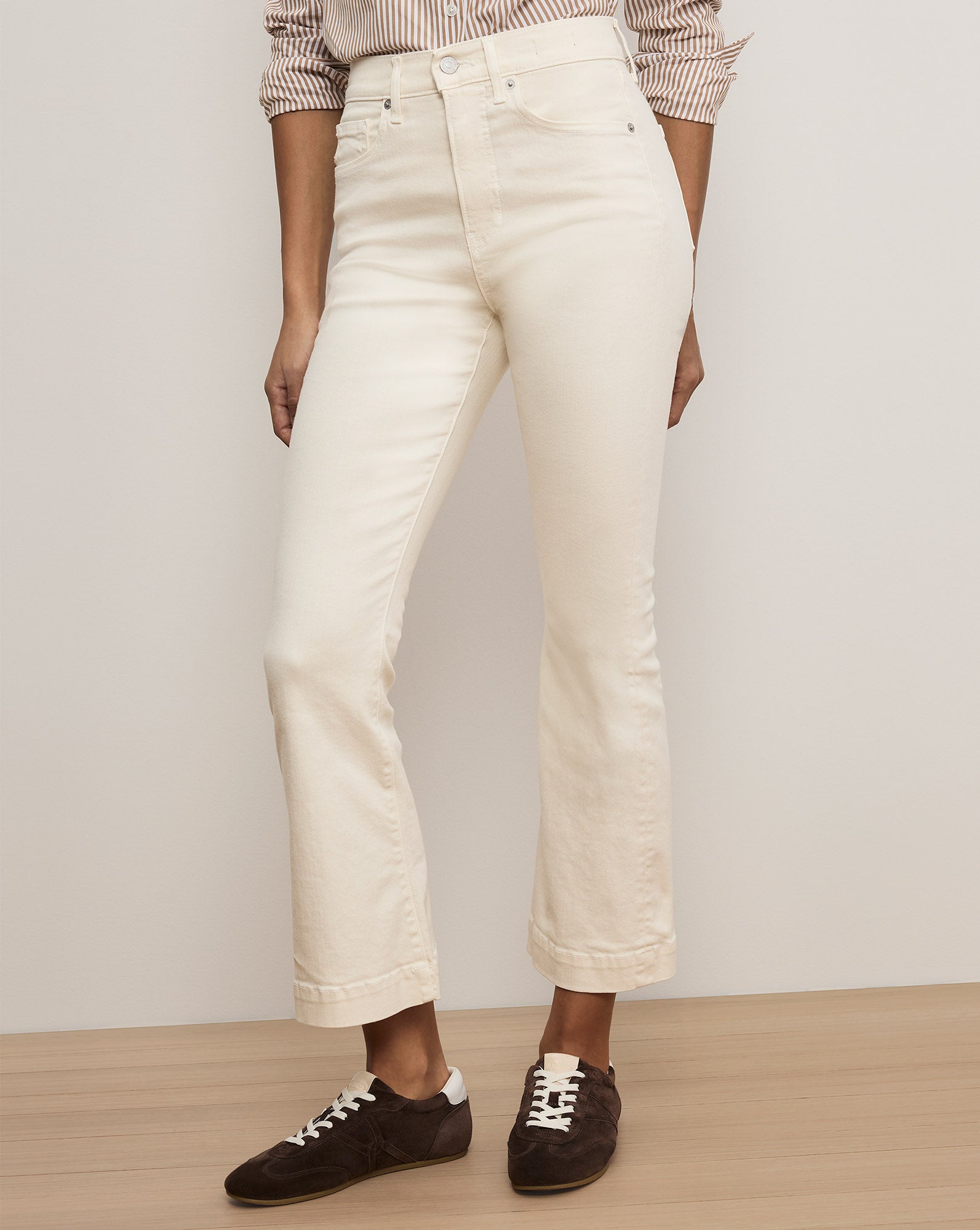 Veronica Beard Carson Kick-Flare Jean - Ecru