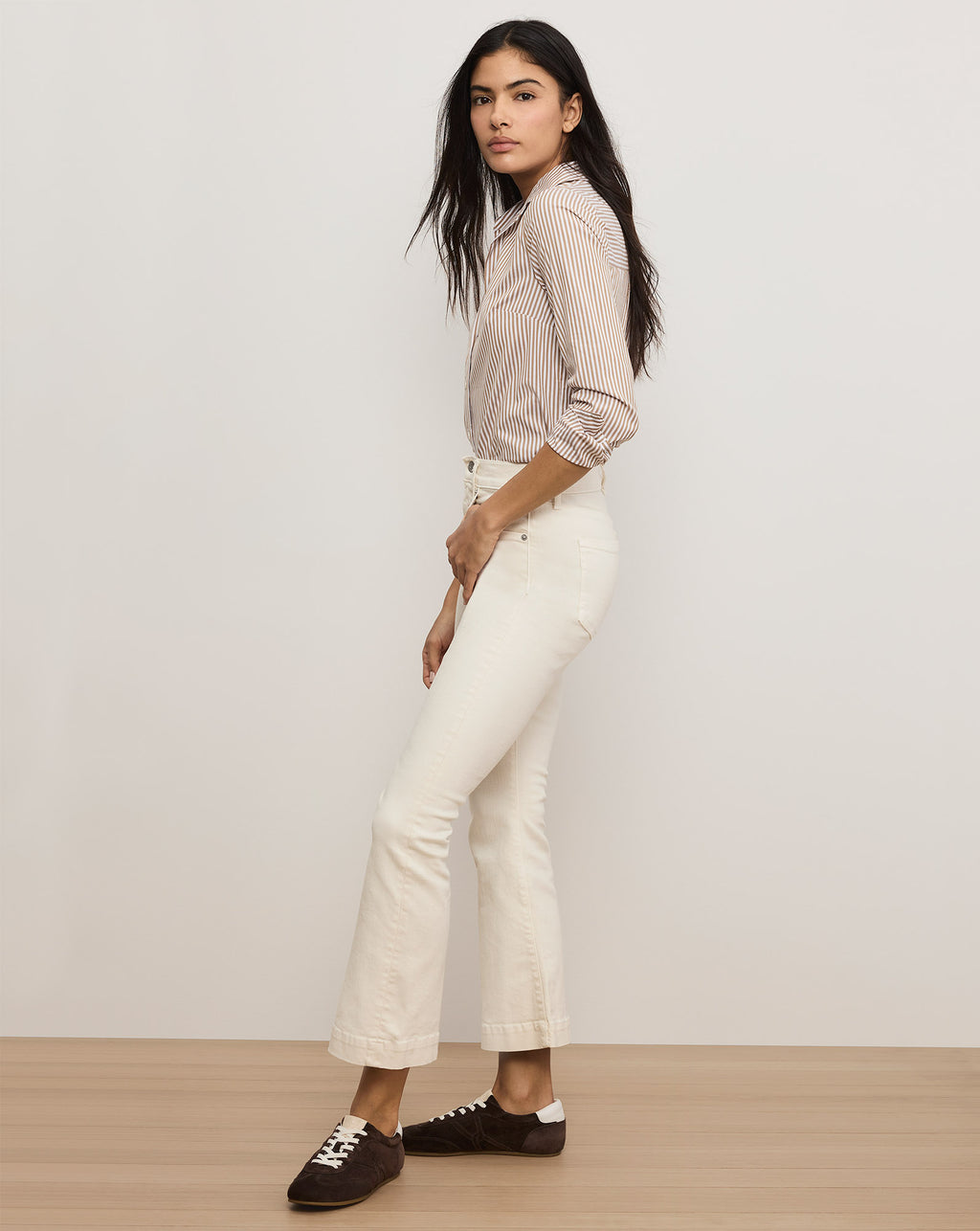 Veronica Beard Carson Kick-Flare Jean - Ecru