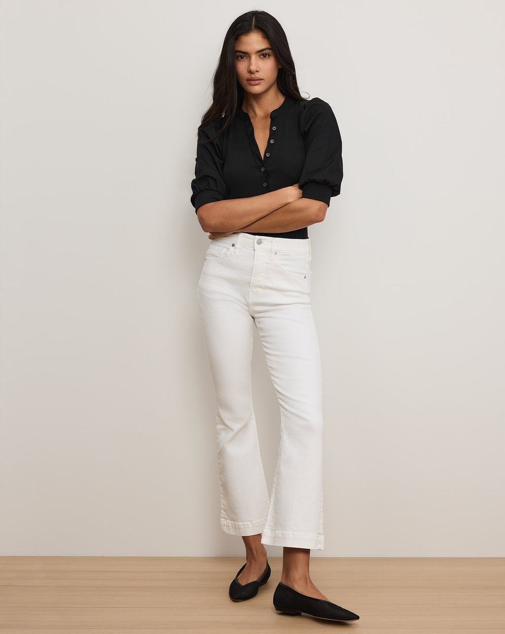 Veronica Beard Carson Kick-Flare Jean | Extended - White