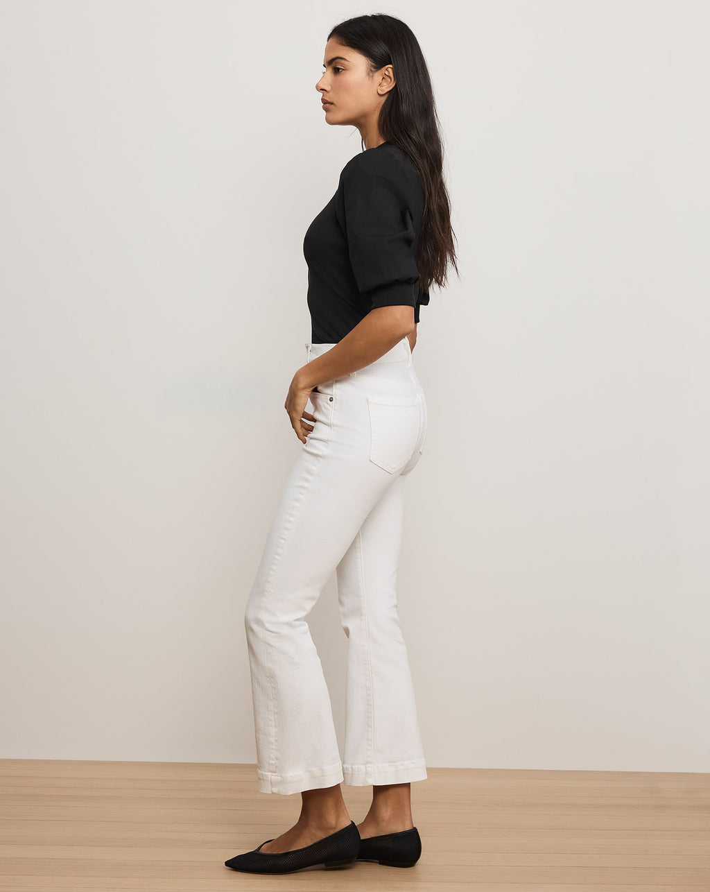 Veronica Beard Carson Kick-Flare Jean | Extended - White