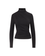 Veronica Beard Mylie Mock-Neck Top - Black