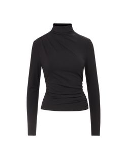 Veronica Beard Mylie Mock-Neck Top - Black