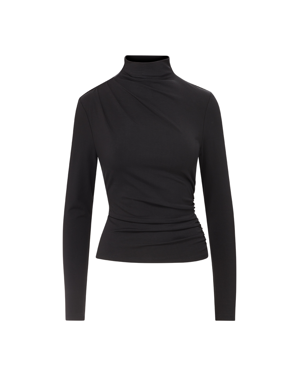 Veronica Beard Mylie Mock-Neck Top - Black