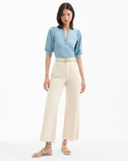 Veronica Beard Coralee Puff-Sleeve Tee - Sea Glass