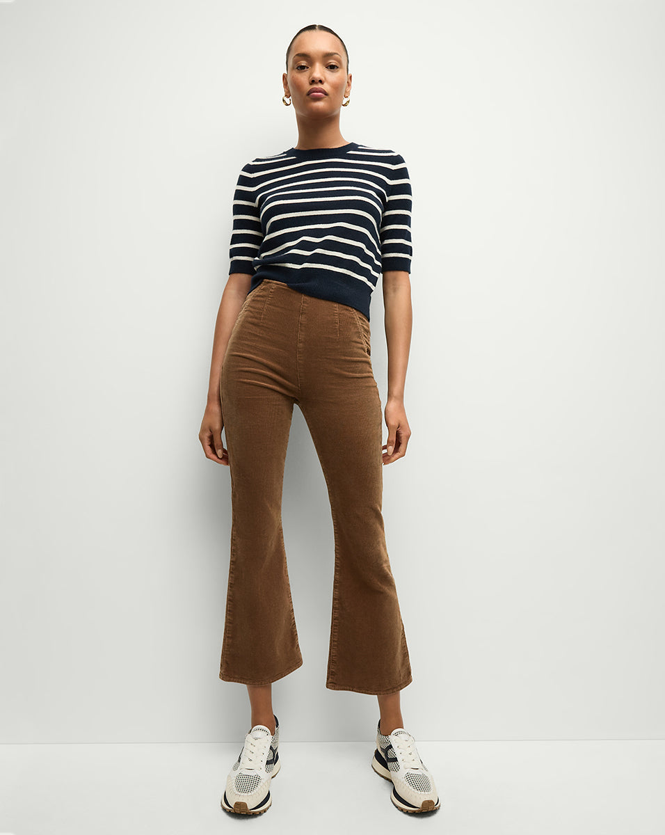 Carson Corduroy Kick-Flare Jean in Deep Ochre | Veronica Beard