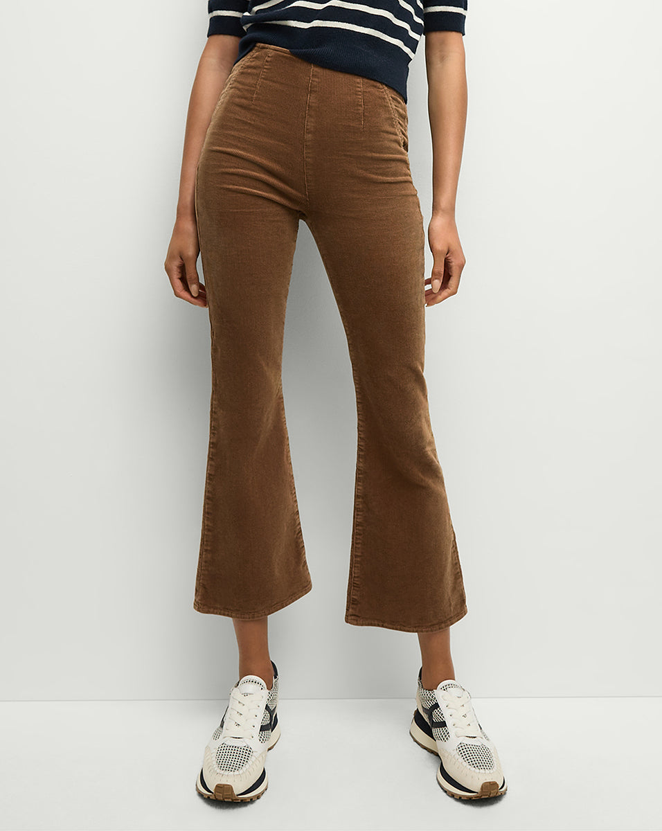Carson Corduroy Kick-Flare Jeans in Brown | Veronica Beard