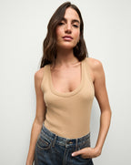 Veronica Beard Birke Scoopneck Tank Top - Khaki