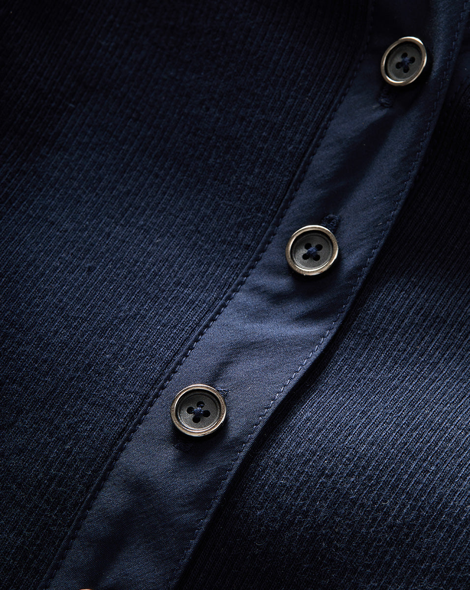 Scottie Button-Down Long Sleeve Top in Navy | Veronica Beard