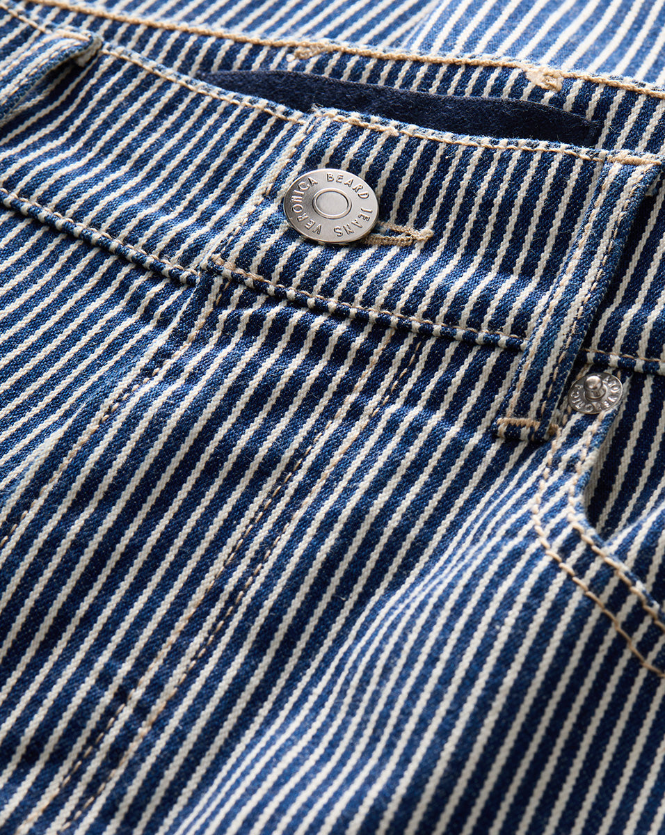 Crosbie Striped Slim Wide-Leg Jean in Blue Stripe Veronica Beard