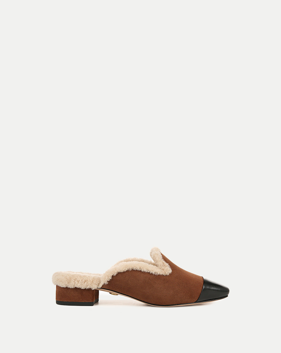 Veronica Beard Cecile Shearling Mule - Cedar