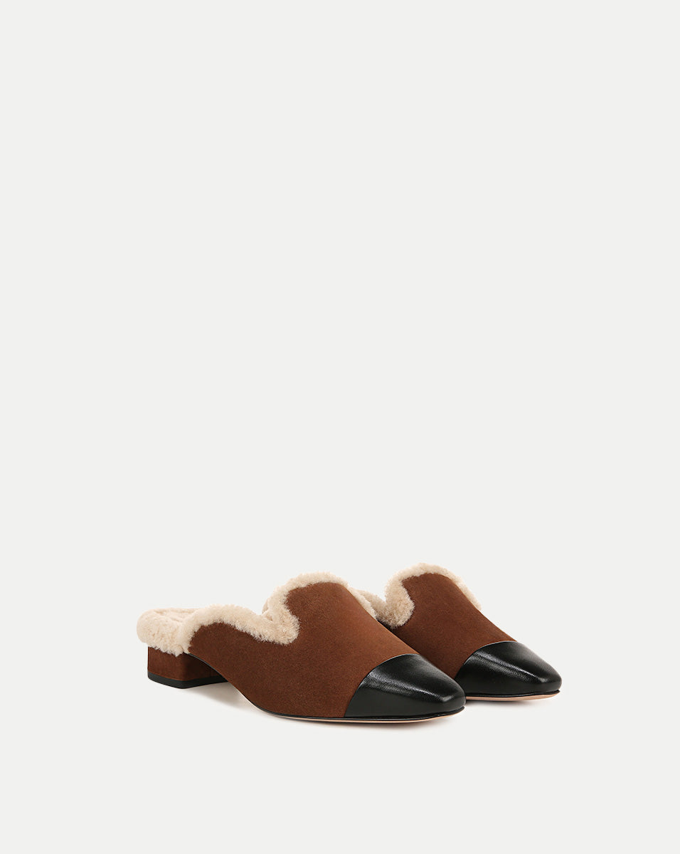 Veronica Beard Cecile Shearling Mule - Cedar